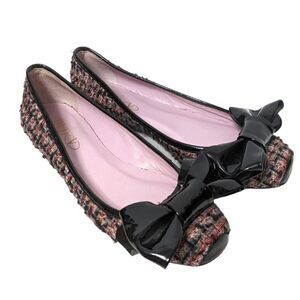 RED VALENTINO GARAVANI Tweed Bow Ballet Flats 38